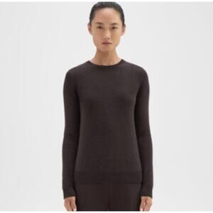 Theory Womens Size Medium Crew Neck Sweater Mink Brown Feather Cashmere Pullover